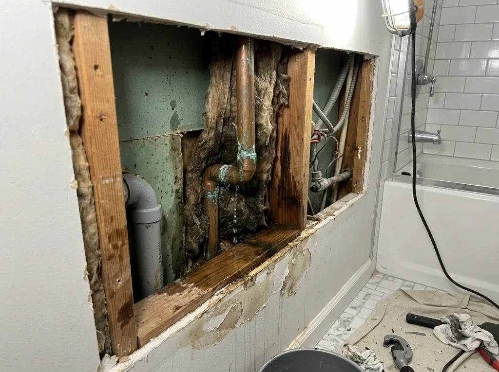 Leaking Bathroom Pipes Inside Walls