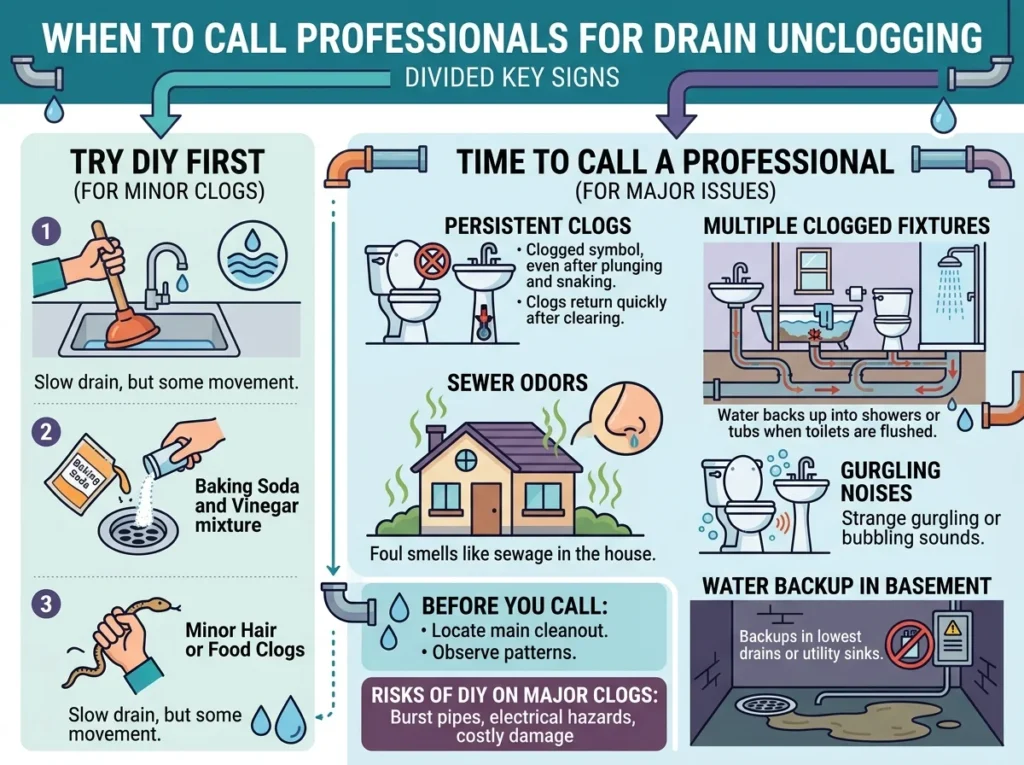 When to Call Professionals for Drain Unclogging
